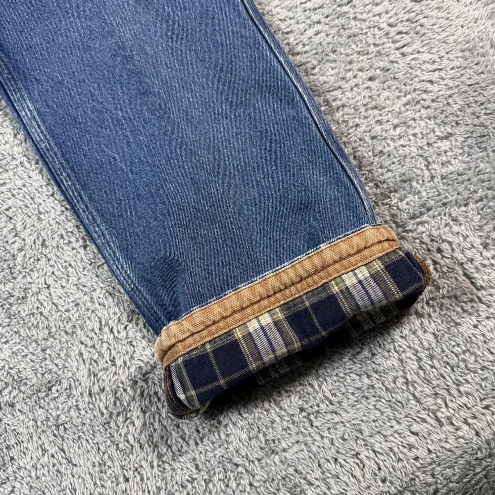 Duluth Trading Flannel Lined Jeans Mens 34x32 Workwear Pants‎ Plaid Thick